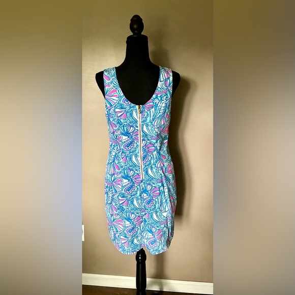 Lilly Pulitzer dress Target 20th anniversary collab My Fans blue mini Shift EUC - Picture 9 of 15